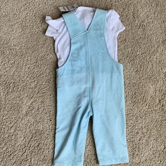NWT 6-9 M Baby bear light blue overall bibs 2 piece outfit - Picture 4 of 6